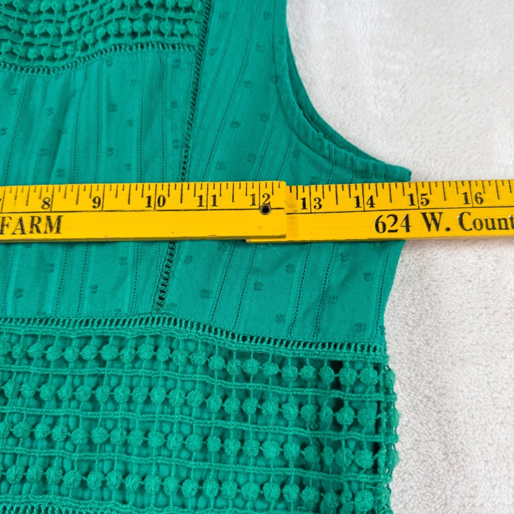 Maeve Anthropologie Green Cotton Swiss Dot Crochet Lace Midi Dress Womens 10 - Picture 7 of 7